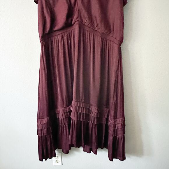 Lane Bryant Short Sleeve Burgundy Draped Midi Dress women's plus size 26 - Picture 4 of 14